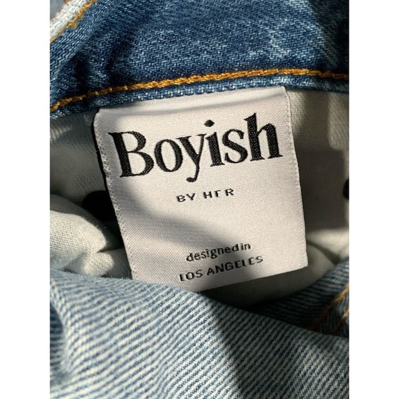 Boyish By Her Women Light Blue Mid Rise Billy Distressed Straight Jeans Size 27 - Picture 10 of 13